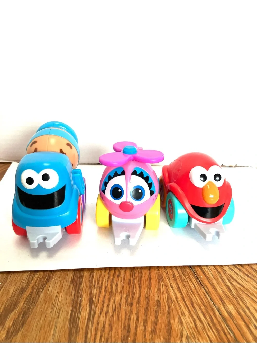 Sesame Street Tow & Go Friends Interlocking Train Cars Lot(3) Abby Elmo Cookie
